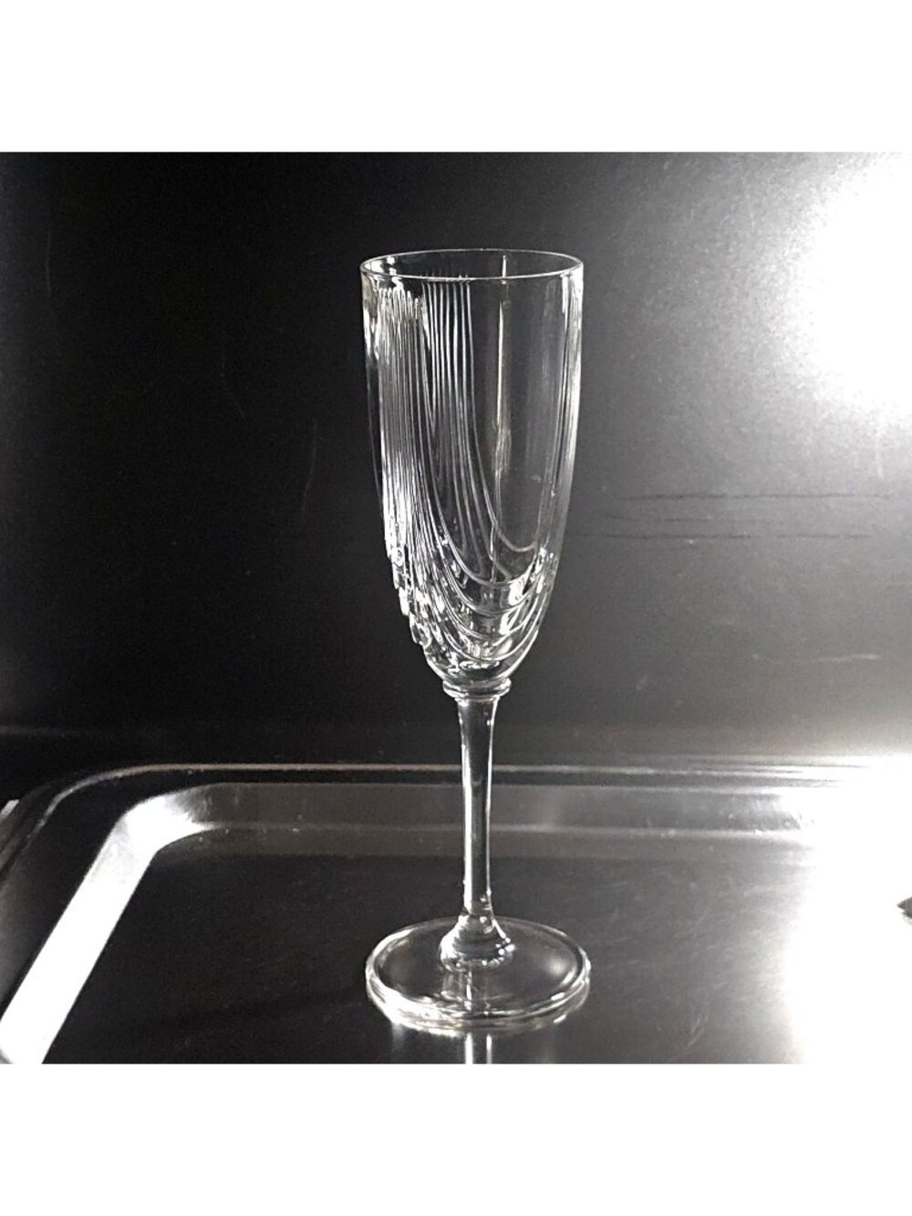 RCR Magnolia Champagne Flute cut swags design Royal Crystal Italian Art Deco 199